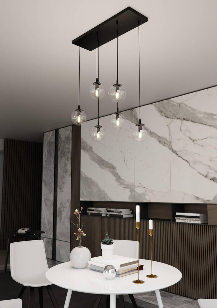 NADUVI Collection Glazen hanglamp eetkamer Cosmo 6-lichts