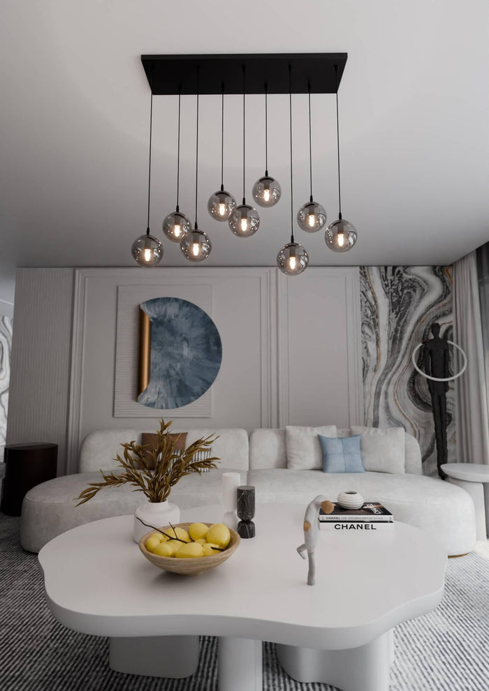 NADUVI Collection Glazen hanglamp eetkamer Cosmo 9-lichts