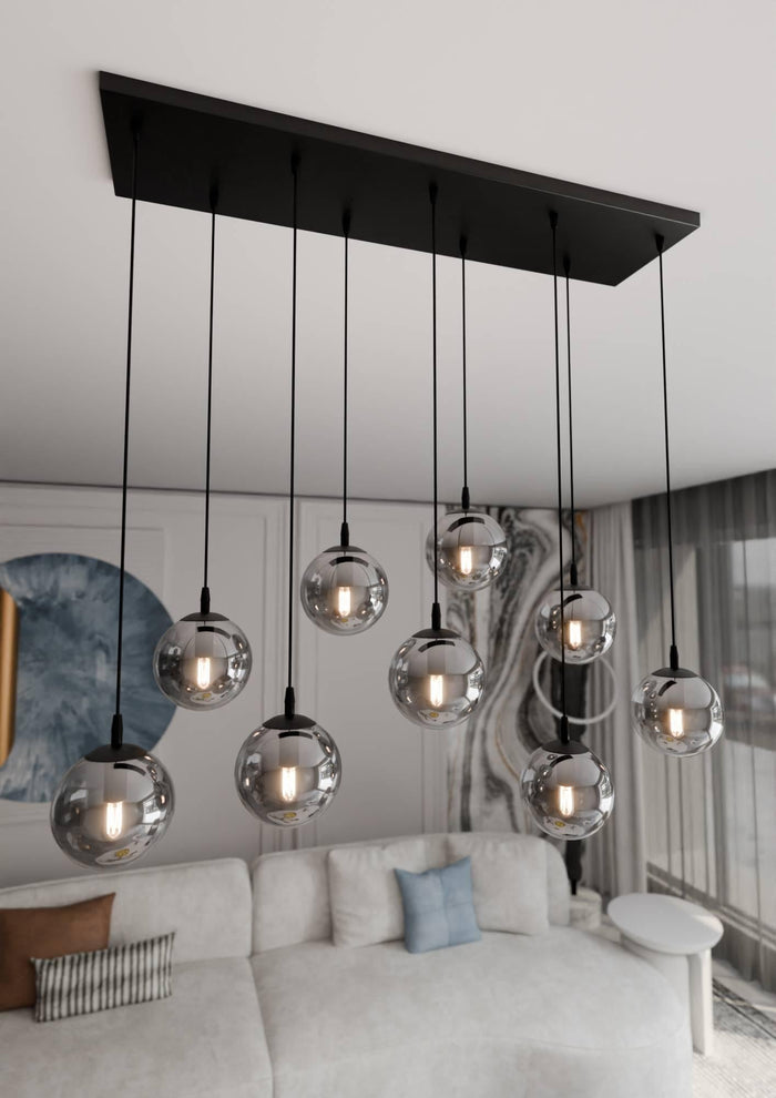 NADUVI Collection Glazen hanglamp eetkamer Cosmo 9-lichts