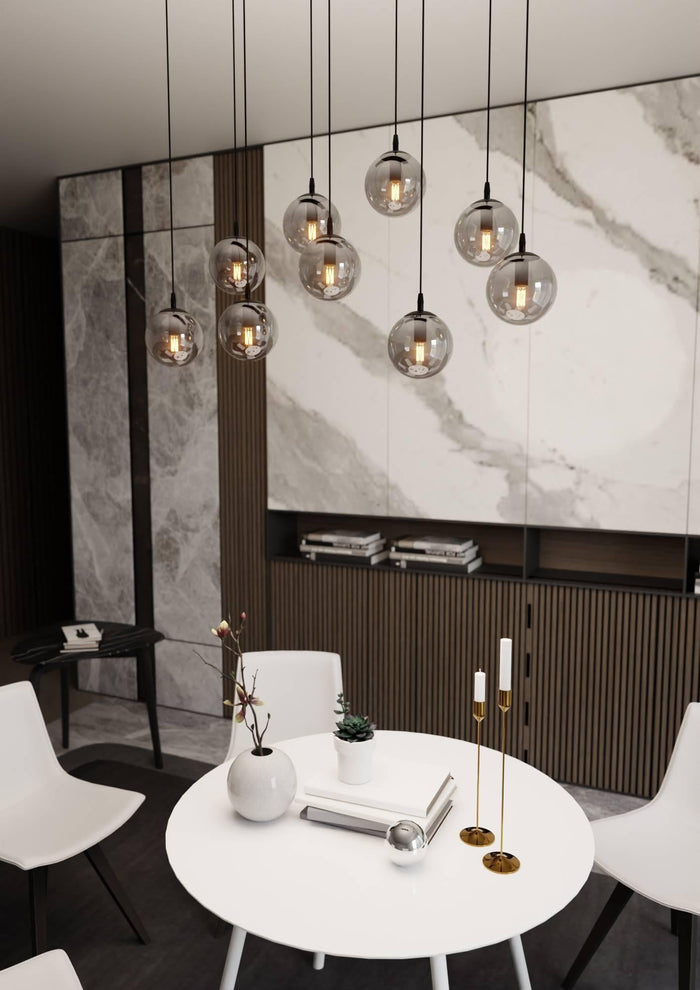 NADUVI Collection Glazen hanglamp eetkamer Cosmo 9-lichts