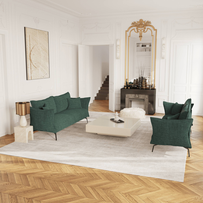 3-zits fluwelen bank met smaragdgroen patroon