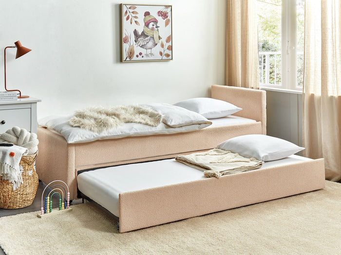 Beliani - MARMANDE - Slaapbank - Perzik - 80 x 200 cm - Bouclé