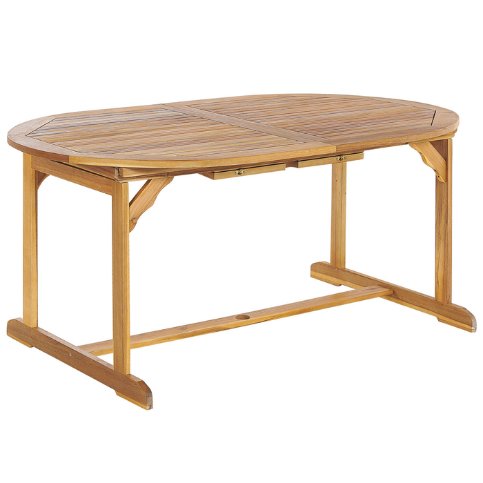 Beliani - MAUI II - Tuinset voor 8 - Lichthout|Wit - Acaciahout