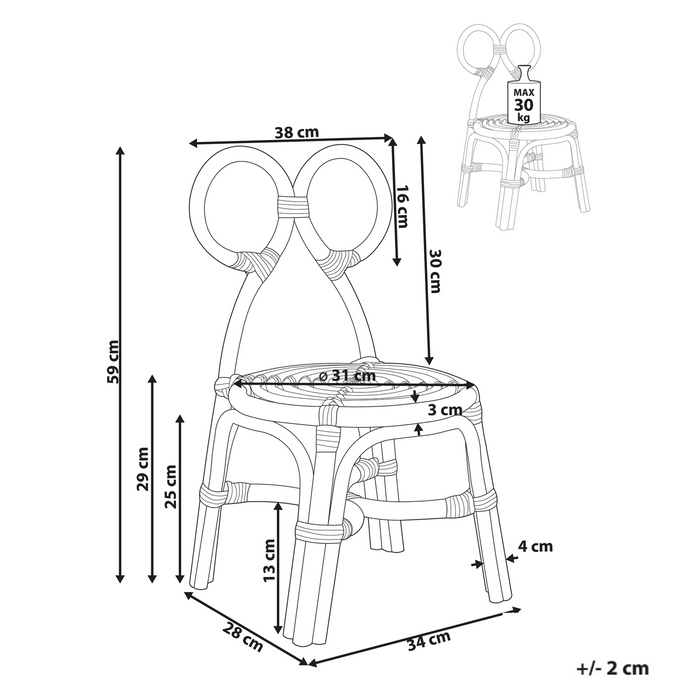 Beliani - MIRTIA - Kinderstoel - Geel - Rotan
