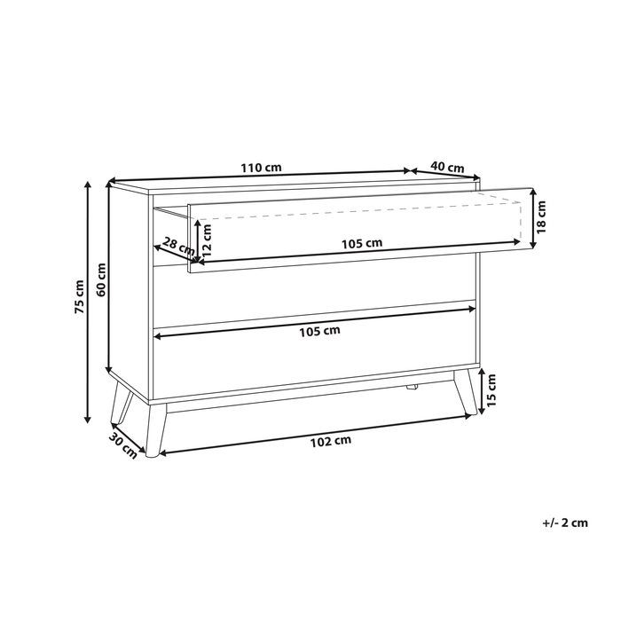 Beliani - SARDIS - Commode - Lichthout - Spaanplaat
