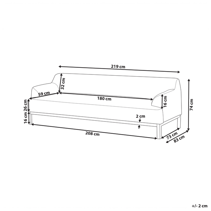 Beliani - SOSJO - Driezitsbank - Lichtbeige - Polyester