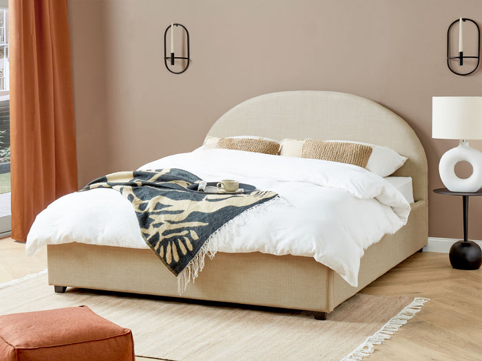 Beliani-VAUCLUSE-Bed met opbergruimte-Beige-160x200 cm-Polyester