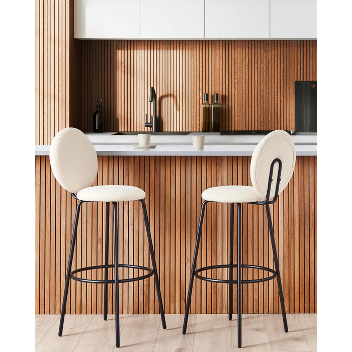 Beliani - EMERY - Barkruk set van 2 - Lichtbeige - Bouclé