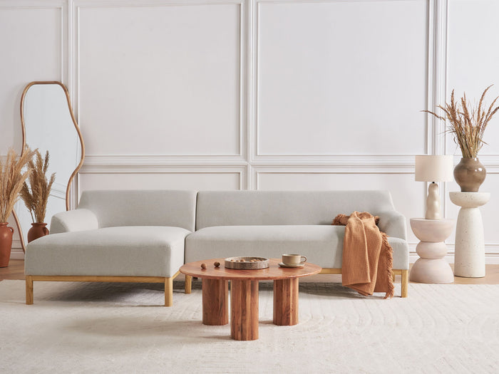 Beliani - SOSJO - Hoekbank - Lichtbeige - Rechtszijdig - Polyester