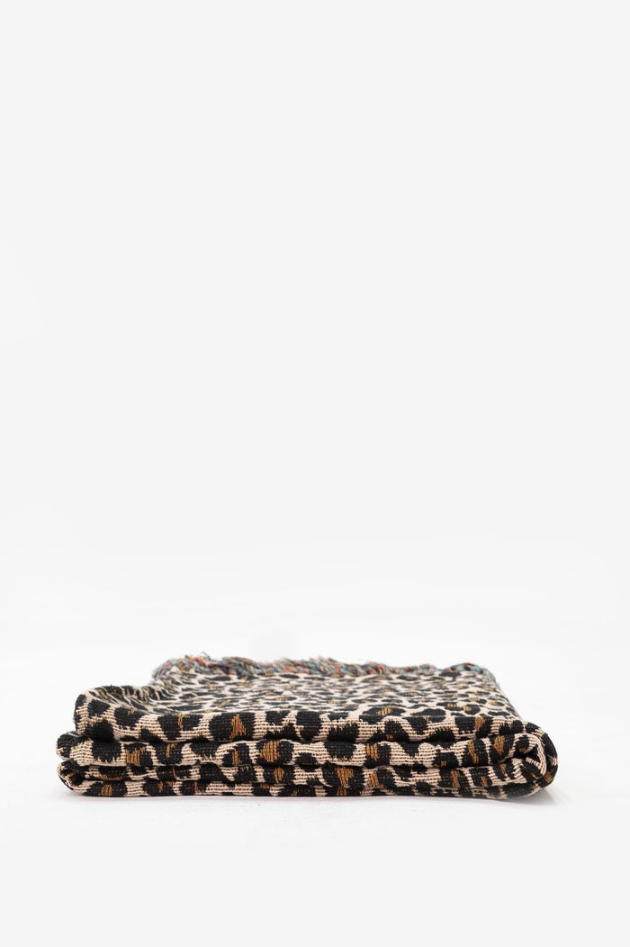 Sissy-Boy Bruine jacquard geweven sprei met leopard print (200x250)