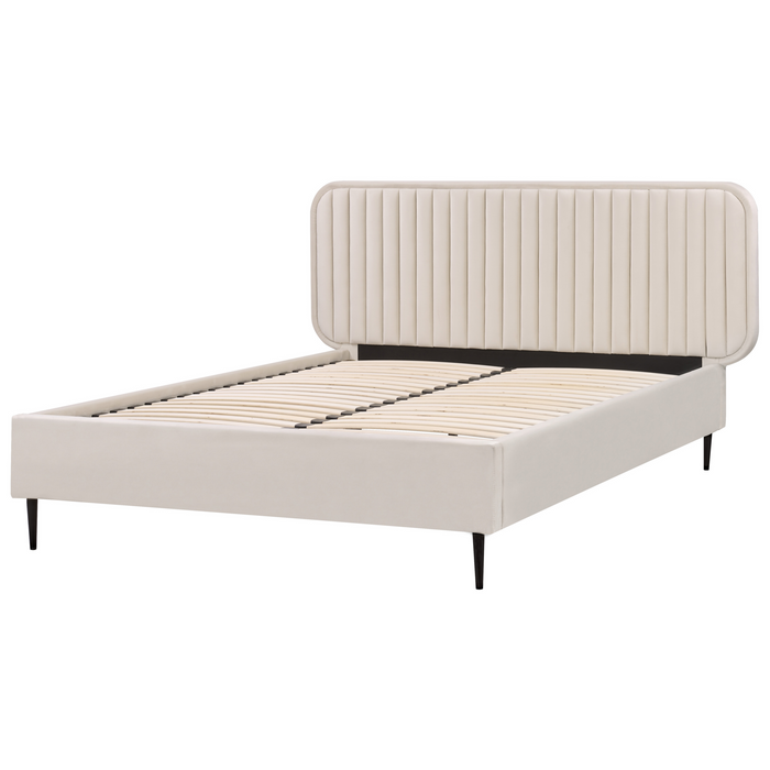 Beliani - BRIN - Tweepersoonsbed - Beige - 140 x 200 cm - Fluweel