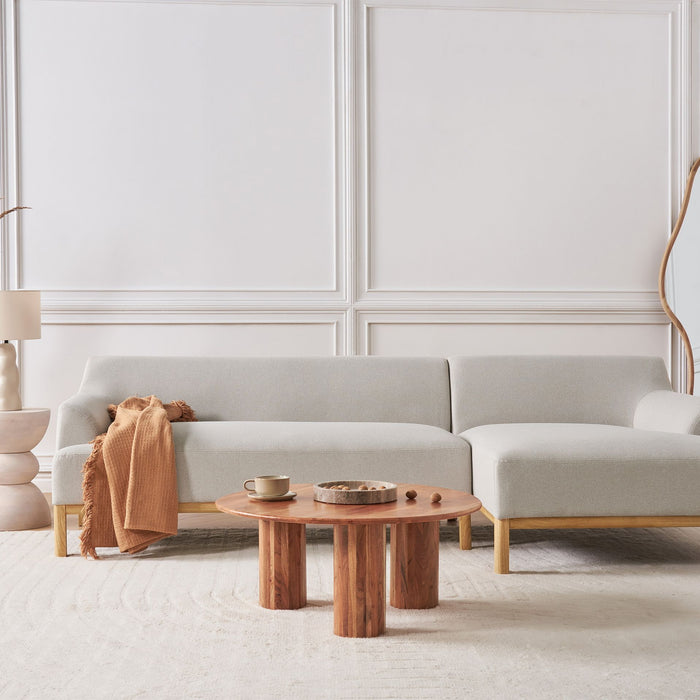 Beliani - SOSJO - Hoekbank - Lichtbeige - Linkszijdig - Polyester