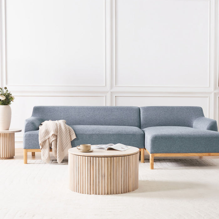 Beliani - SOSJO - Hoekbank - Blauw - Linkszijdig - Polyester