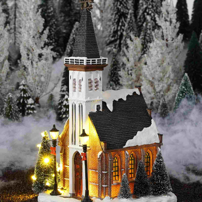 LuVille Kerstdorp Miniatuur Kerk - L15 x B16,5 x H31 cm