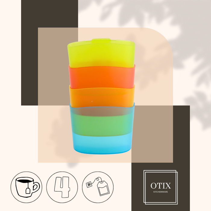 OTIX Theezakjeshouder 4 stuks Theetip Diverse Kleuren Kunststof