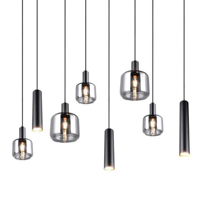 Trio Mataro Hanglamp 8-lichts - Zwart Mat