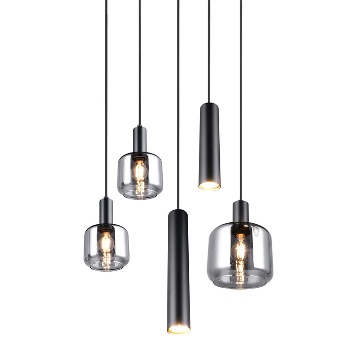 Trio Mataro Hanglamp 5-lichts - Zwart Mat