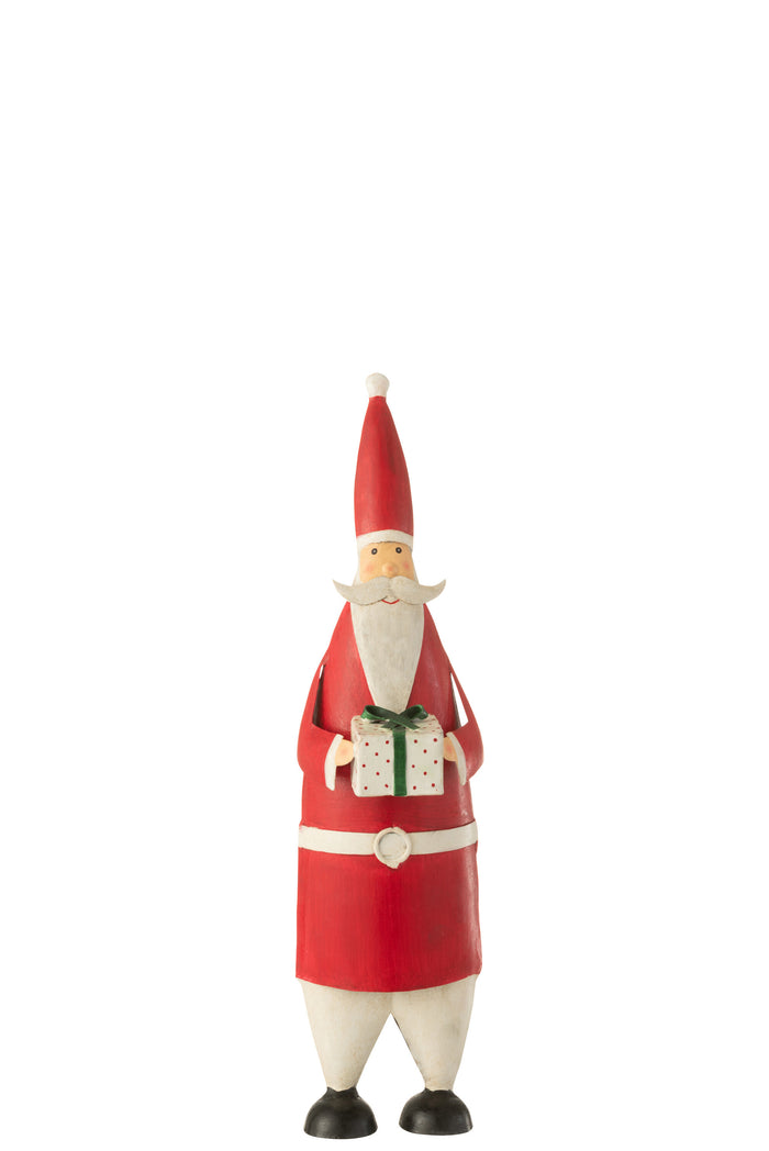 J-Line kerstfiguren Kerstman - ijzer - wit|rood - small