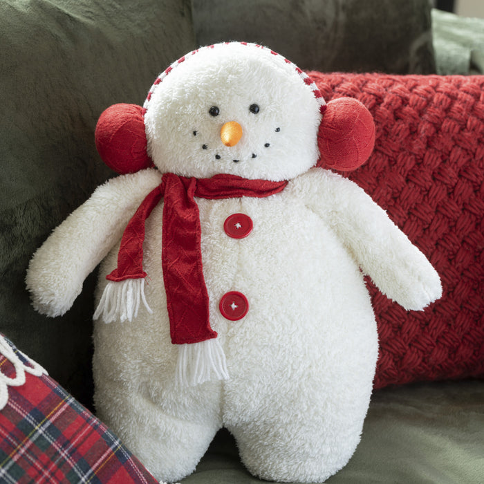 J-Line figuur Sneeuwman Sjaal - textiel - wit|rood - large - 2 stuks