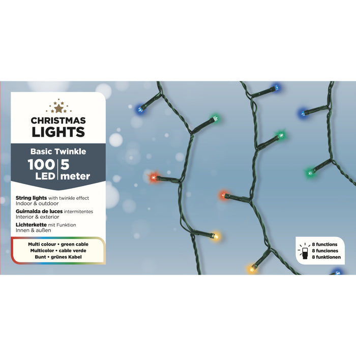 Lumineo Kerstverlichting - gekleurd - 100 lampjes - 5M