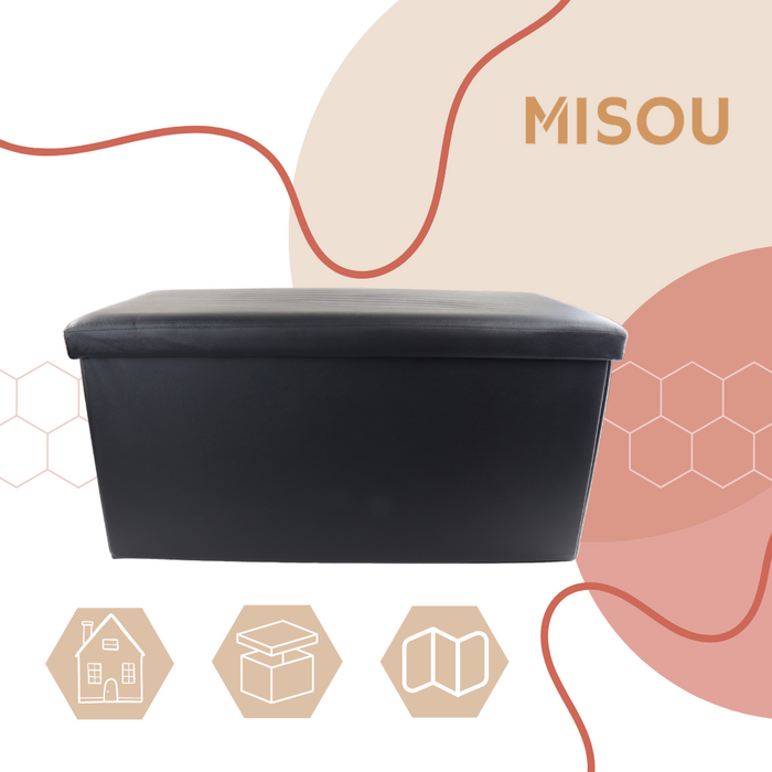 MISOU Poef Opbergbank Opvouwbaar met Opbergruimte Opbergbox Zwart 7...