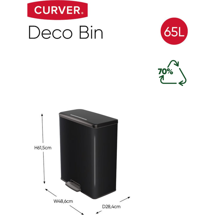 Curver Decobin Prullenbak - 65L - Rechthoekig - Zwart