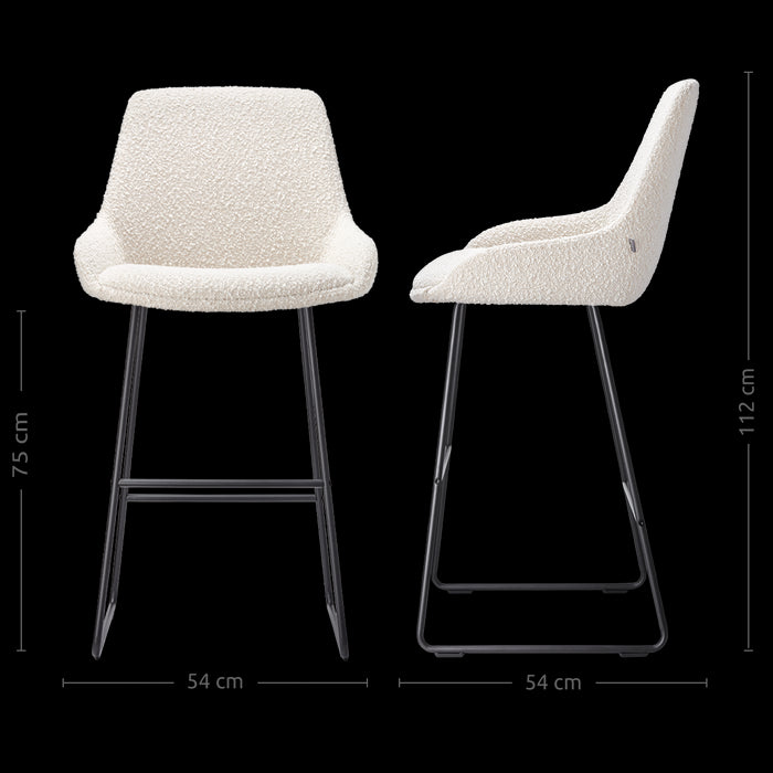 Nolon Nino-Isa Barkruk Bouclé Beige - Stof - Zwart Onderstel - 75 cm