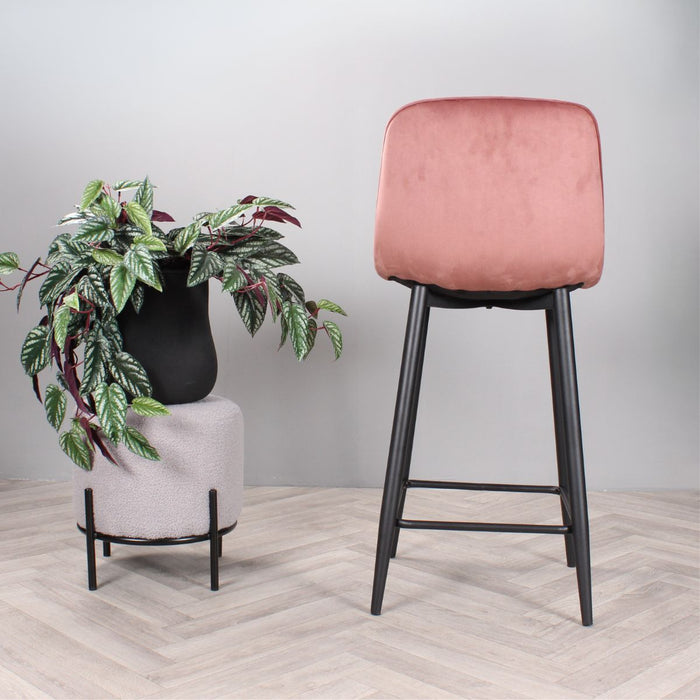 DS4U Gaby barkruk velvet 65 cm 2.0 - roze