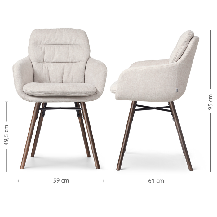 Nolon Nena-Mia Eetkamerstoel Beige - met Armleuning - Walnoot