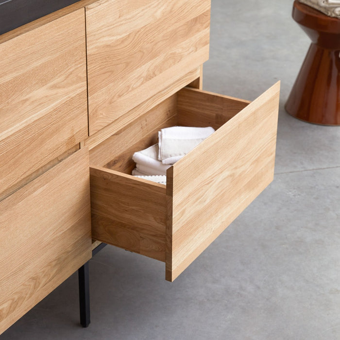 Tikamoon - Nova - Badkamermeubel in massief eiken en lavasteen 120 cm