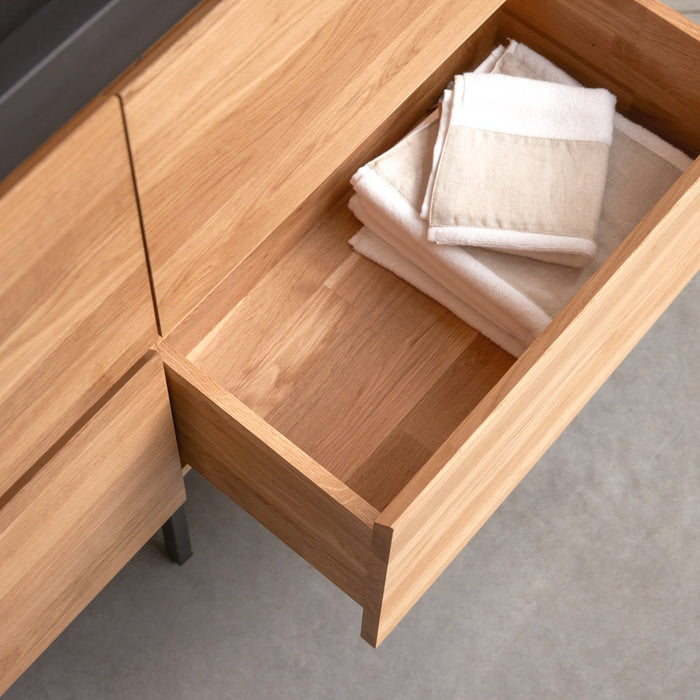 Tikamoon - Nova - Badkamermeubel in massief eiken en lavasteen 120 cm