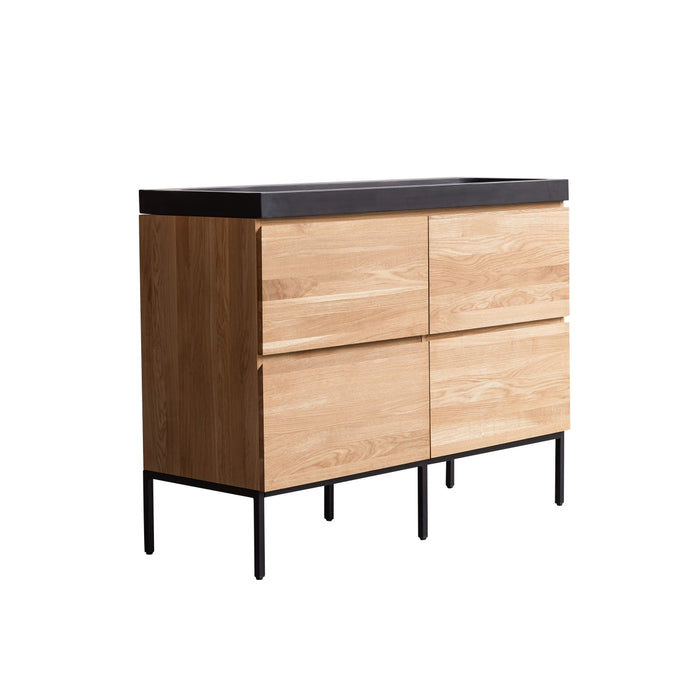 Tikamoon - Nova - Badkamermeubel in massief eiken en lavasteen 120 cm