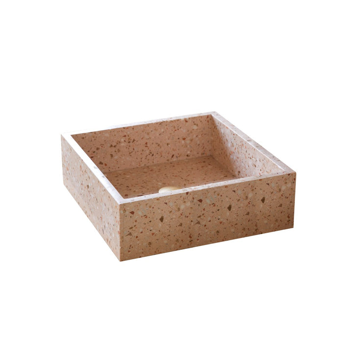 Tikamoon - Made - Vierkante wastafel in roze premium terrazzo