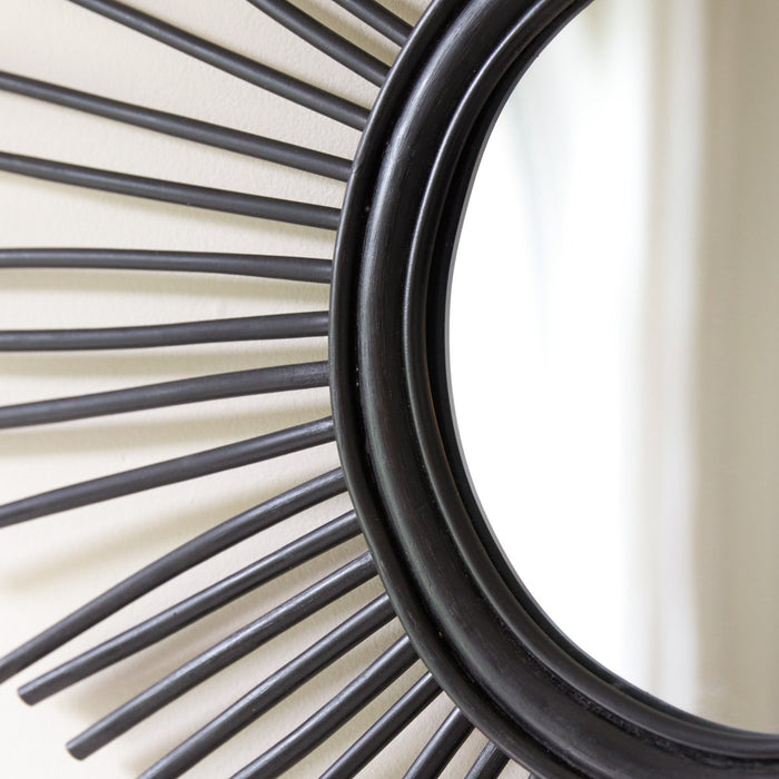 Tikamoon - Isidore - Zwarte rotan spiegel 80 cm