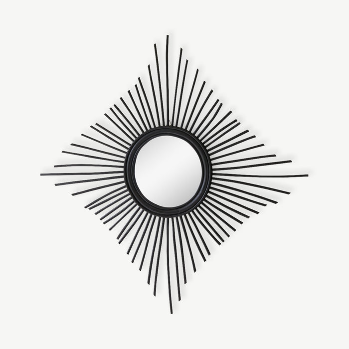 Tikamoon - Isidore - Zwarte rotan spiegel 80 cm