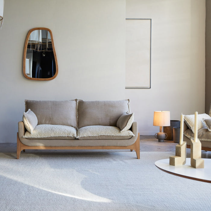 Tikamoon - Woodnest - Tweezitsbank van massief eiken en linnen stof