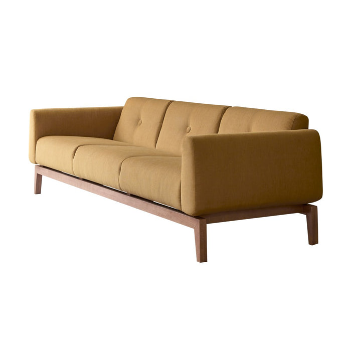 Tikamoon - Bjorn - Driezitsbank van massief eiken en mosterdgele stof