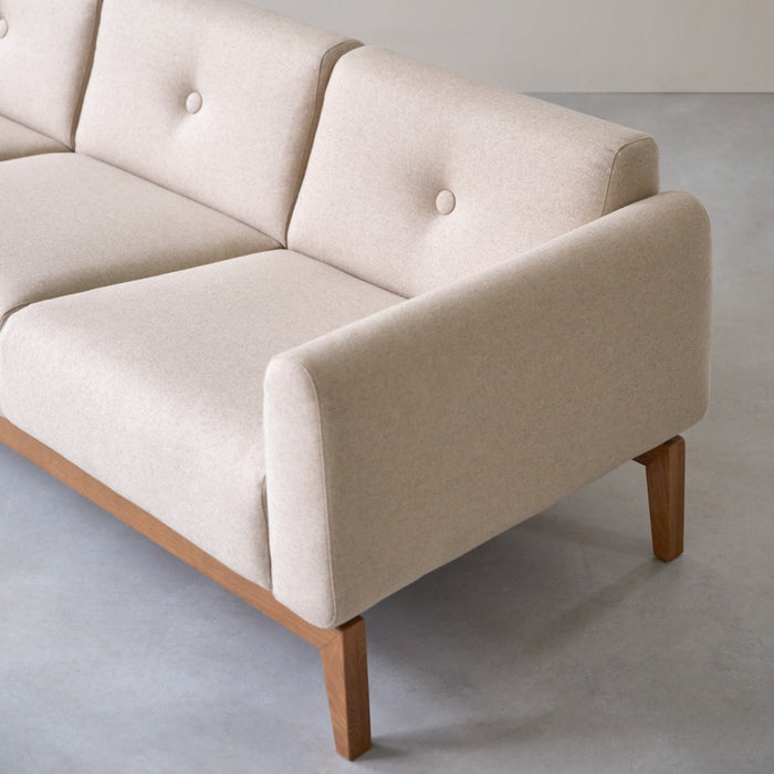 Tikamoon - Bjorn - Driezitsbank van massief eiken en ecru stof