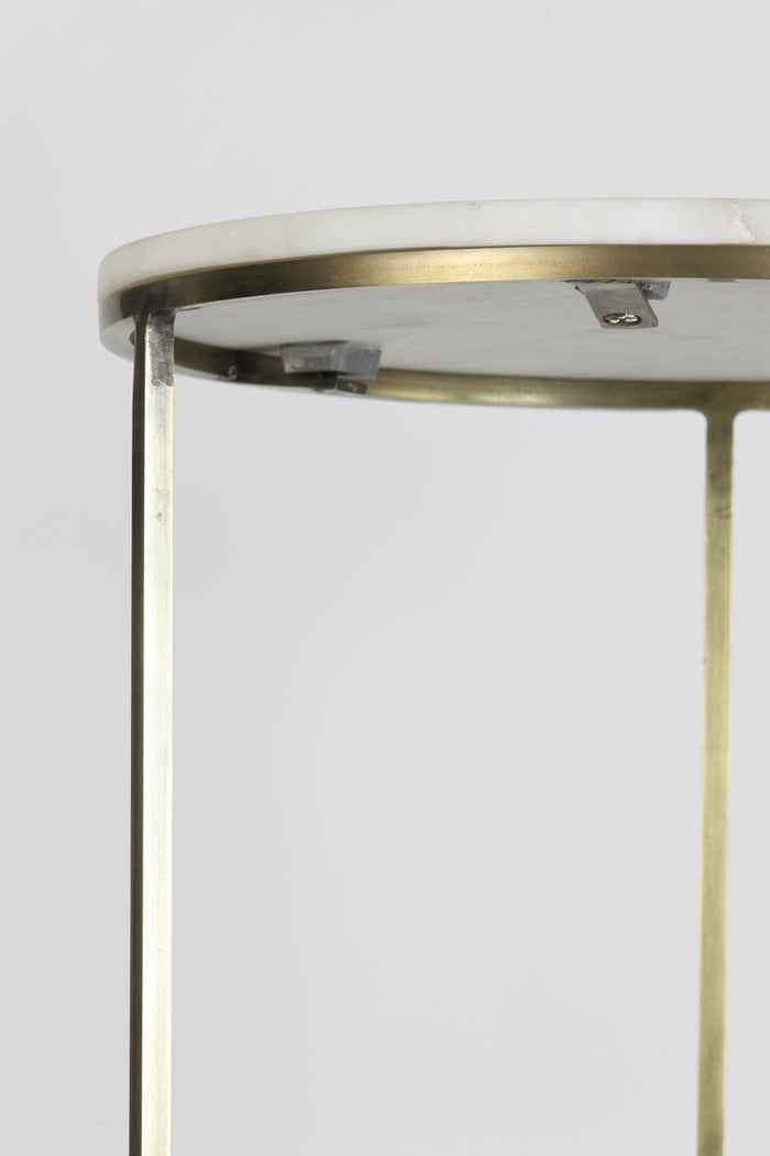 Light&living Zuil S|2 Ø32x82+Ø41x102 cm RICARDO wit marmer+ant. brons