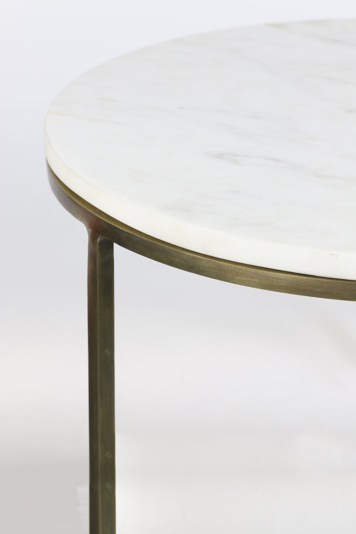 Light&living Zuil S|2 Ø32x82+Ø41x102 cm RICARDO wit marmer+ant. brons