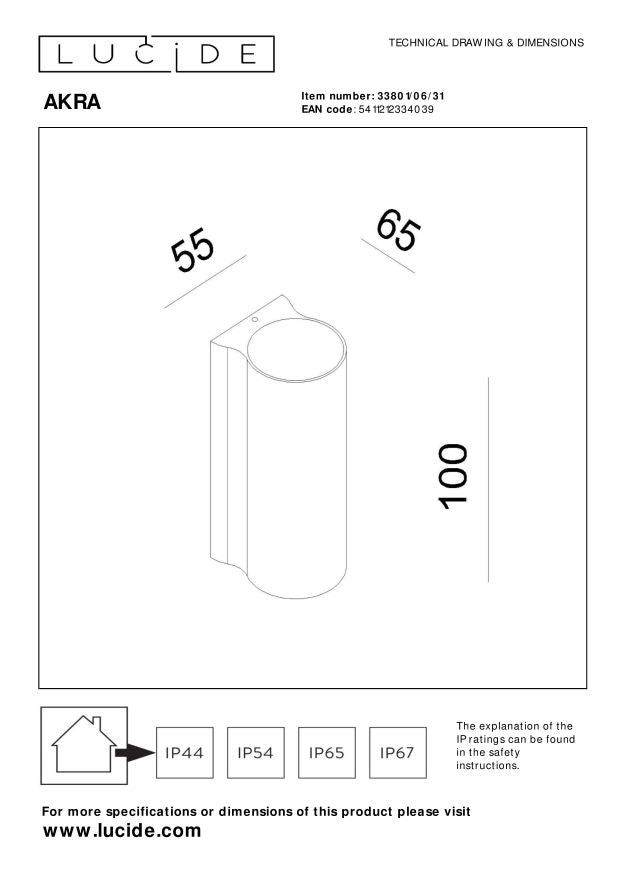 Lucide AKRA Wandlamp - Wit