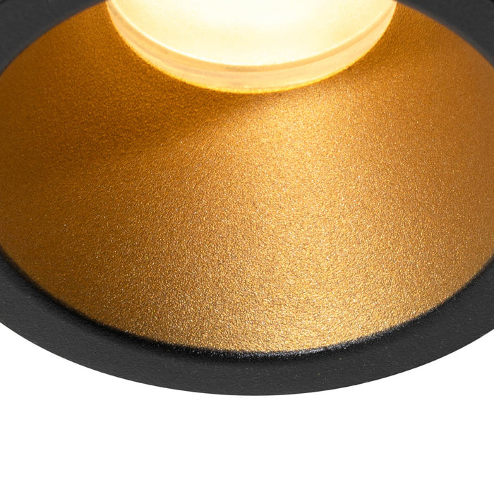 QAZQA Moderne inbouwspot zwart met goud GU10 35mm IP44 - Dept