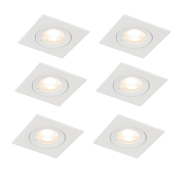 QAZQA Set van 6 inbouwspots wit vierkant GU10 50mm IP44 - Xena