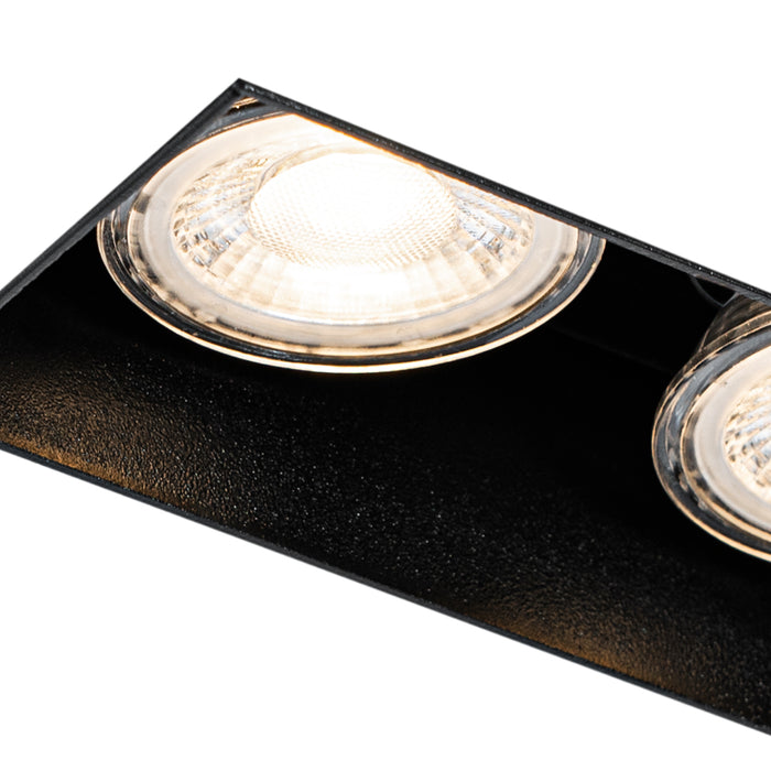 QAZQA Set van 6 inbouwspots zwart GU10 50mm 2-lichts trimless - Oneon