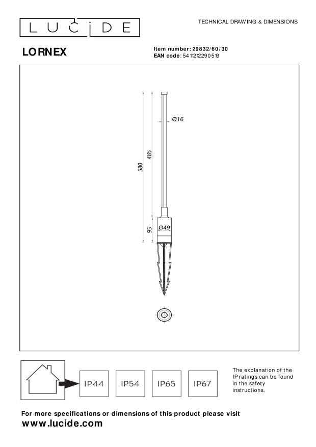 Lucide LORNEX Tuinspot - Zwart