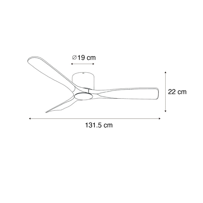 QAZQA Plafondventilator zwart met hout 131.5cm incl. LED dimbaar met