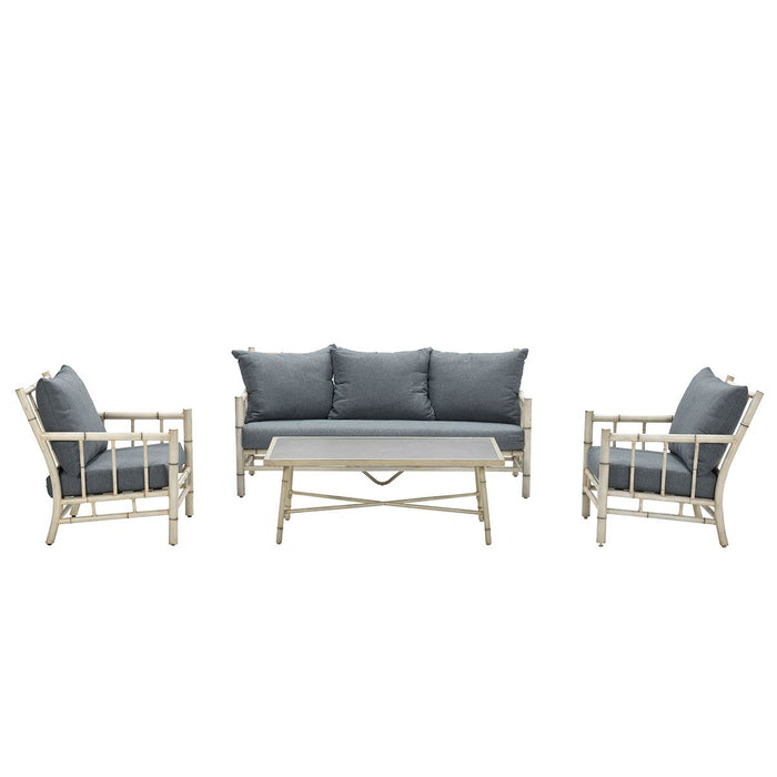 Lombok loungeset - 4-delig - aluminium - bamboo-look - mystic grey
