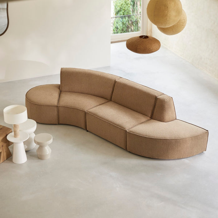 Tikamoon - Modulaire 4-zitsbank Dario in camelkleurige stof