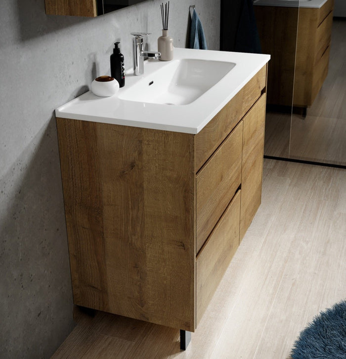 Badplaats Badkamermeubel Set Salzburg 100 cm - Eiken - Badmeubel