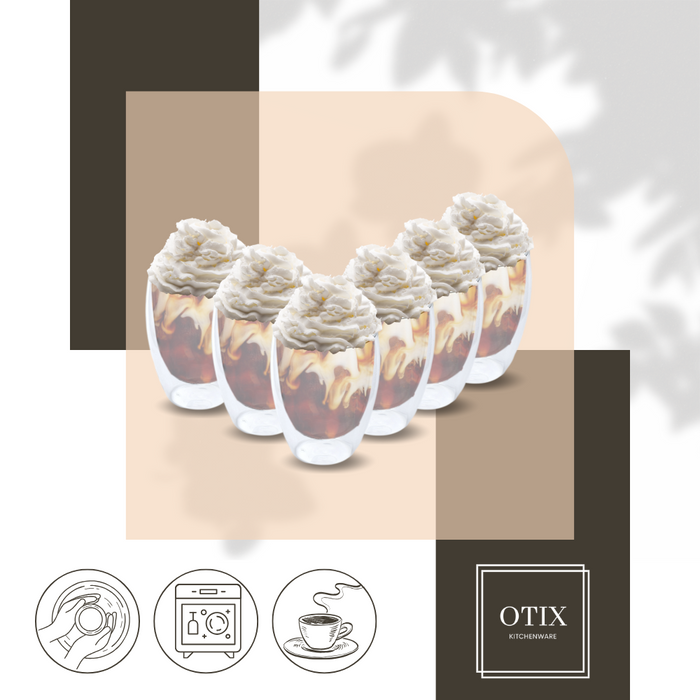 OTIX Dubbelwandige Glazen Koffietassen Koffieglazen 6 stuks Transpa...